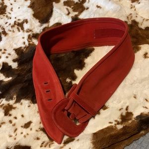 Ellen Tracy Wide Red Suede Belt